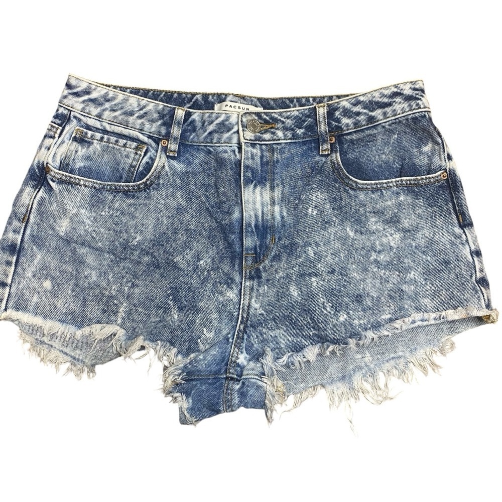 PacSun Acid Wash Cutoff Jean Shorts | Size 30 | Low-Rise Frayed Hem